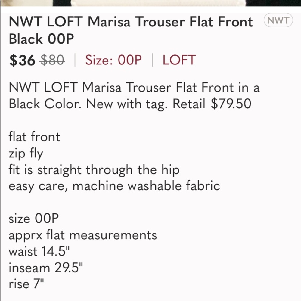Ann Taylor Loft Marisa Straight Leg Pants NWOT - Picture 9 of 10
